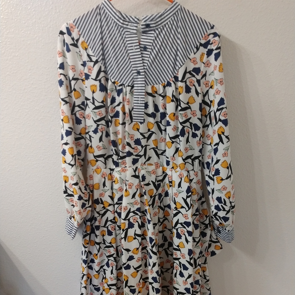 Eloquii floral and striped plus size dress